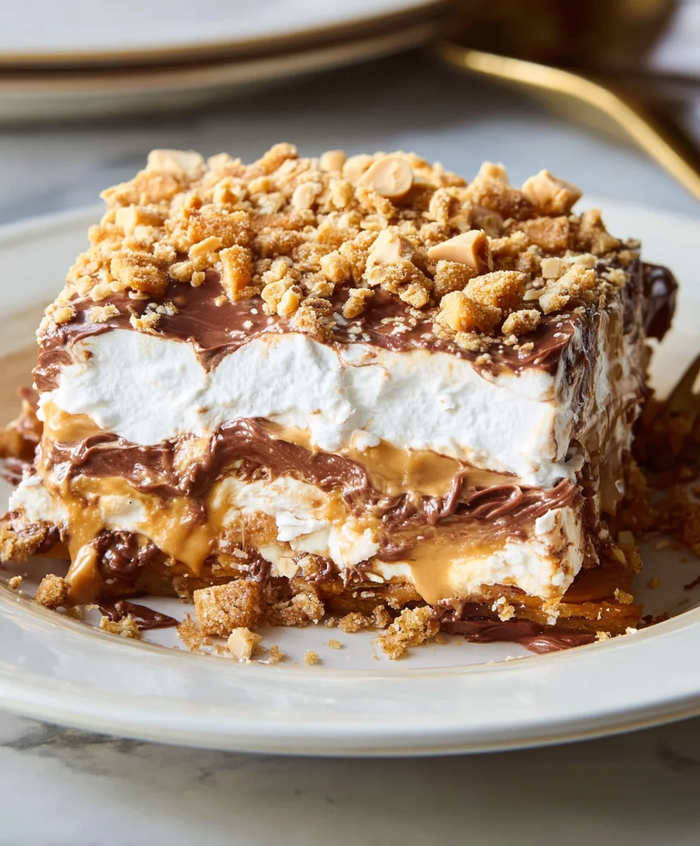 Peanut Butter Crunch Lasagna: Easy No-Bake Dessert!